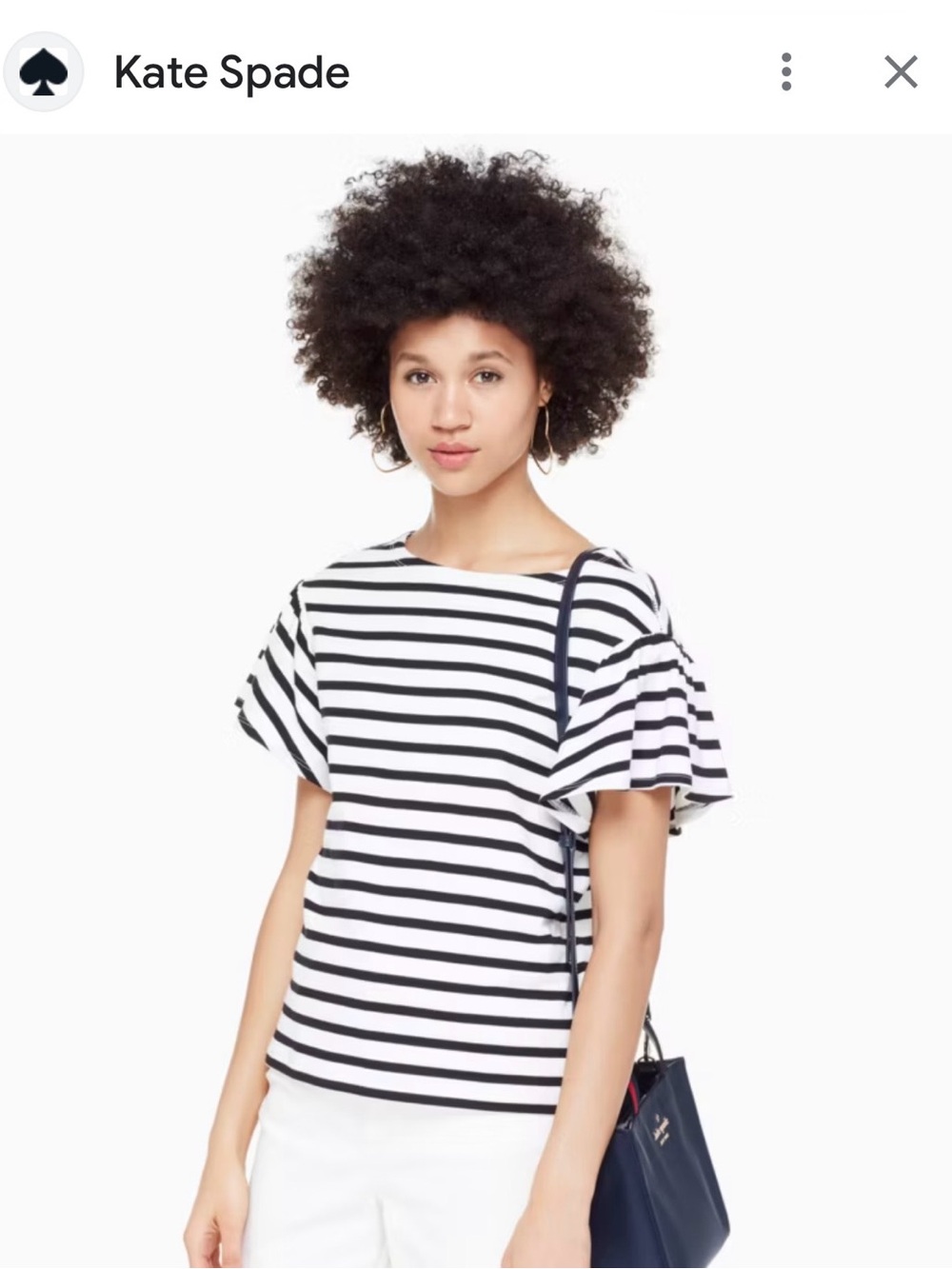 Kate Spade Watson Lane Varsity Stripe Top, Med Flounce Sleeve - Picture 4 of 6